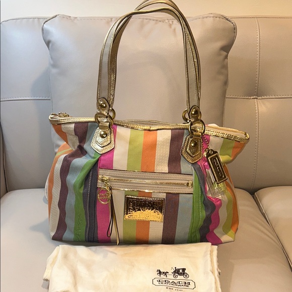 Coach Handbags - Coach Poppy Legacy Heritage Striped Tote